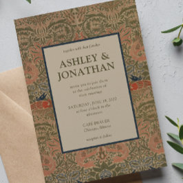 Elegante Morris Peacock & Dragon Pattern Wedding Kaart