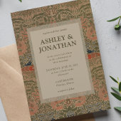 Elegante Morris Peacock & Dragon Pattern Wedding Kaart