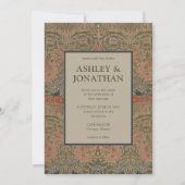 Elegante Morris Peacock & Dragon Pattern Wedding Kaart (Voorkant)