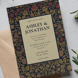 Elegante Morris Violet & Columbine Patroon Huwelij Kaart