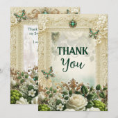 Elegante mos- en maanlicht vintage kant dank je we bedankkaart (Voorkant / Achterkant)