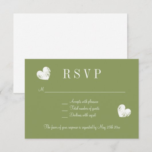 Elegante mos groene RSVP bruiloft antwoord kaarten (Voorkant / Achterkant)