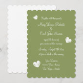 Elegante mos groene scallop bruiloft uitnodiging (Voorkant / Achterkant)