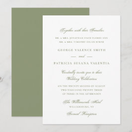Elegante mosgroene kalligrafie bruiloft kaart