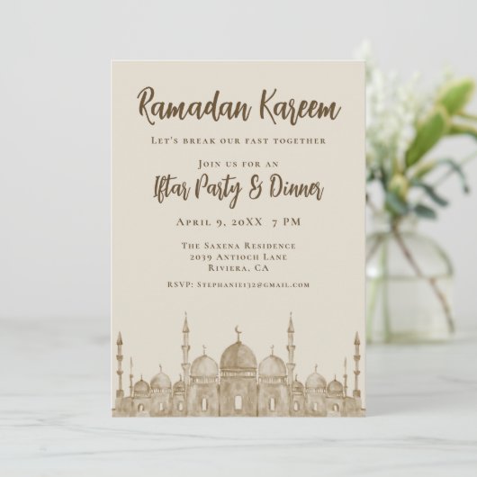 Elegante moskee Ramadan Iftar Dinner Party Kaart (Staand voorkant)