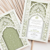 Elegante moslim bruiloft bloemenboog islamitisch kaart