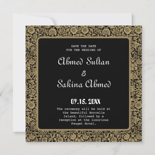 Elegante moslim-huwelijksnikah save the date (Voorkant)