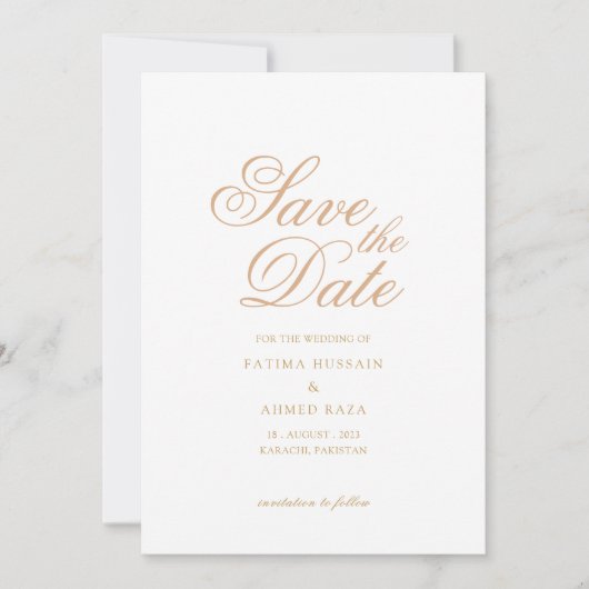 Elegante moslim save the date aankondigingskaart (Voorkant)