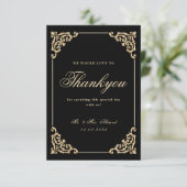 Elegante Moslim Zwart Goud Bruiloft Dank u Kaart (Staand voorkant)