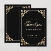 Elegante Moslim Zwart Goud Bruiloft Dank u Kaart (Voorkant / Achterkant)