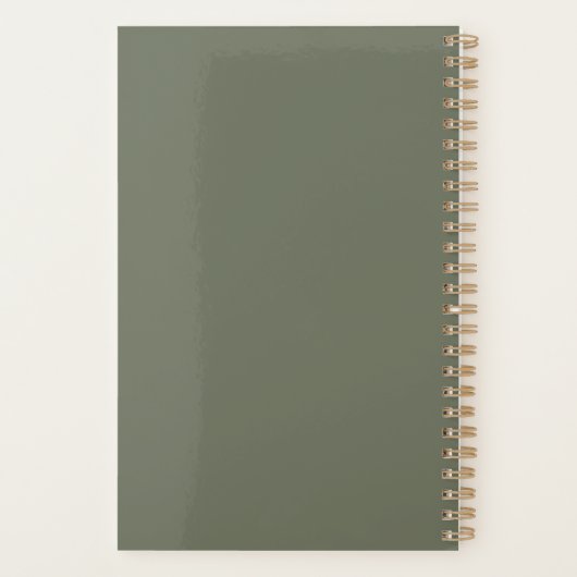 Elegante Moss Green Custom Planner met textuur (Achterkant)