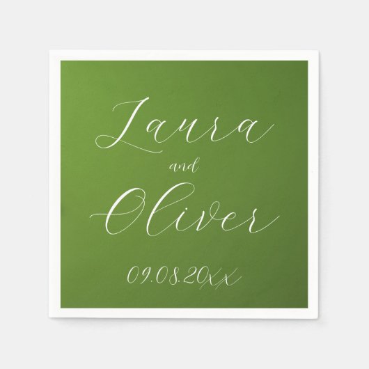 Elegante Moss Groene Bruiloft Servet (Voorkant)