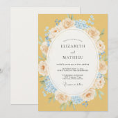 Elegante Mosterd Korenbloem Krans Bruiloft Kaart (Voorkant / Achterkant)