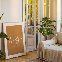 Elegante mosterd paar initialen bruiloft