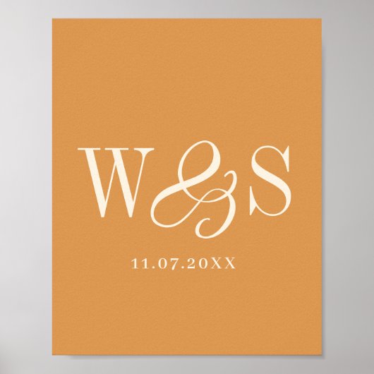 Elegante mosterd paar initialen bruiloft poster (Voorkant)