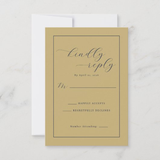 Elegante Mosterd RSVP Kaart (Voorkant)