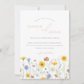 Elegante Mosterd Wildflowers Monogram bruiloft Kaart (Voorkant)