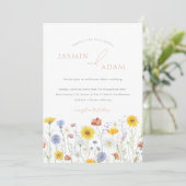 Elegante Mosterd Wildflowers Monogram bruiloft Kaart (Staand voorkant)