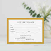 Elegante Mosterd Zakelijke Cadeaubon Logo (Staand voorkant)