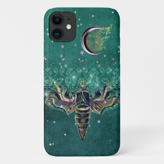 Elegante mot maan smaragd nacht kant groen Case-Mate iPhone case (Achterkant)