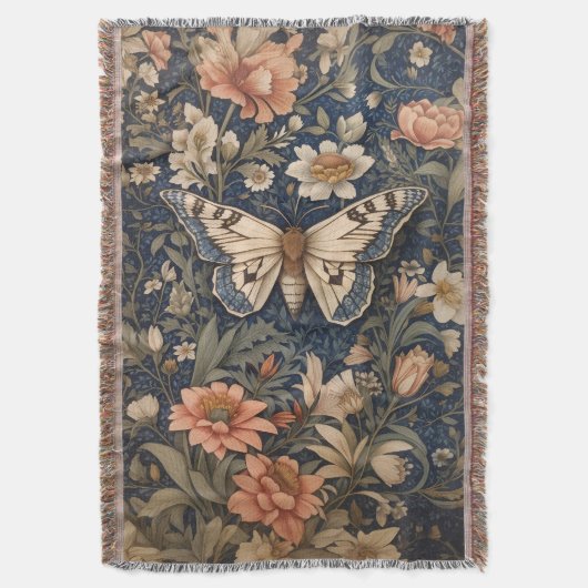 Elegante mot William Morris Geïnspireerd Deken (Voorkant Verticaal)