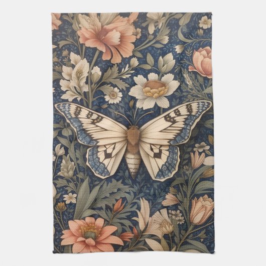 Elegante  mot William Morris Geïnspireerd Theedoek (Verticaal)