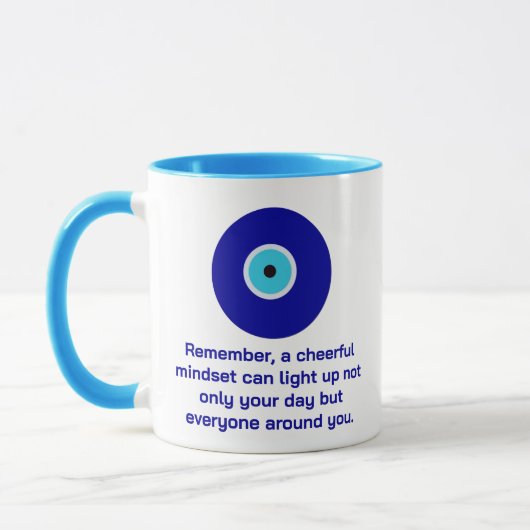 Elegante Motivatie Good Vibes Blue Evil Eye Art Mok (Links)