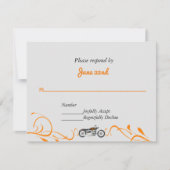 Elegante motorfiets en wervelingen bruiloft RSVP Kaartje (Voorkant)