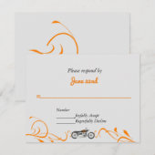 Elegante motorfiets en wervelingen bruiloft RSVP Kaartje (Voorkant / Achterkant)