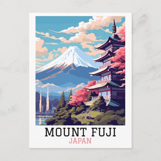 Elegante Mount Fuji Japan Reiskunst Briefkaart (Voorkant)