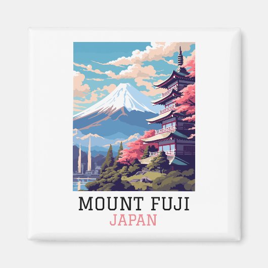 Elegante Mount Fuji Japan Reiskunst Magneet (Voorkant)