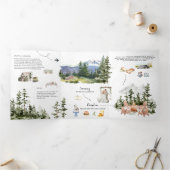 Elegante Mount Rainier bruiloft Drieluik Uitnodiging (Binnen)