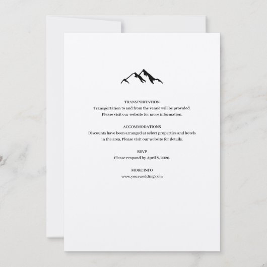 Elegante Mountain bruiloft uitnodiging (Achterkant)