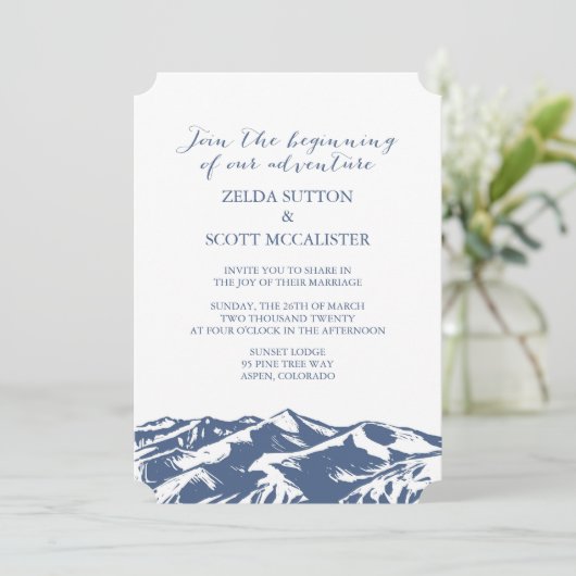 Elegante Mountain bruiloft uitnodiging (Staand voorkant)