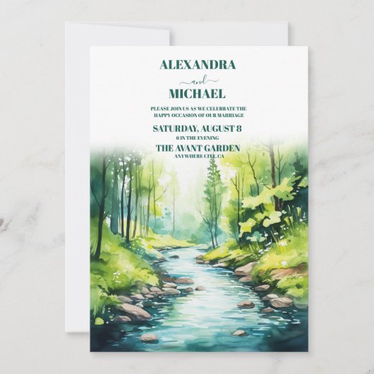 Elegante Mountain Meadow Bruiloft Kaart (Voorkant)