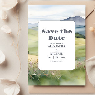 Elegante Mountain Meadow Bruiloft Save The Date