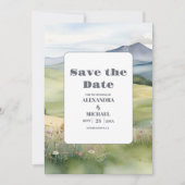 Elegante Mountain Meadow Bruiloft Save The Date (Voorkant)