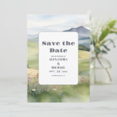 Elegante Mountain Meadow Bruiloft Save The Date (Staand voorkant)