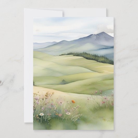 Elegante Mountain Meadow Bruiloft Save The Date (Achterkant)