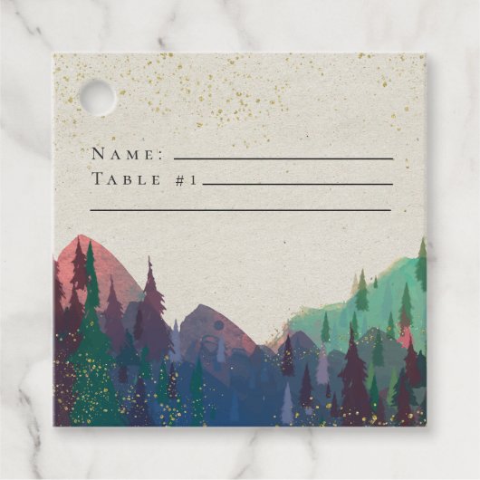 Elegante Mountain Wedding Place Card Labels (Voorkant)