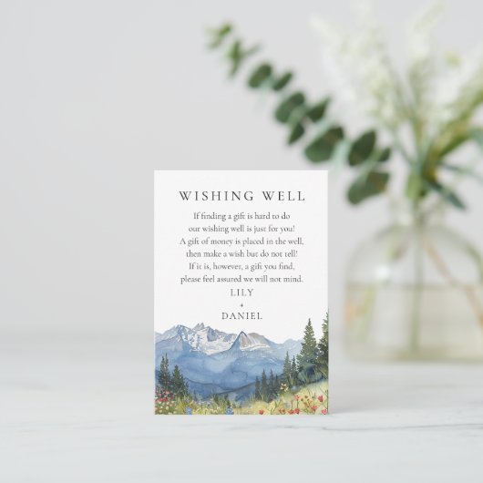 Elegante Mountain Wildflower bruiloft wensen goed Informatiekaartje (Staand voorkant)