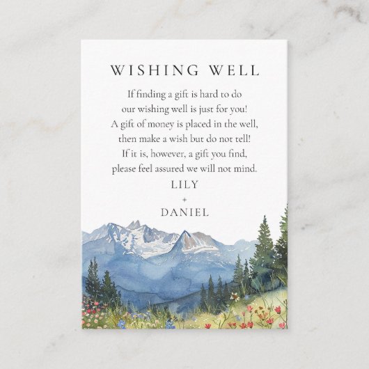 Elegante Mountain Wildflower bruiloft wensen goed Informatiekaartje (Voorkant)