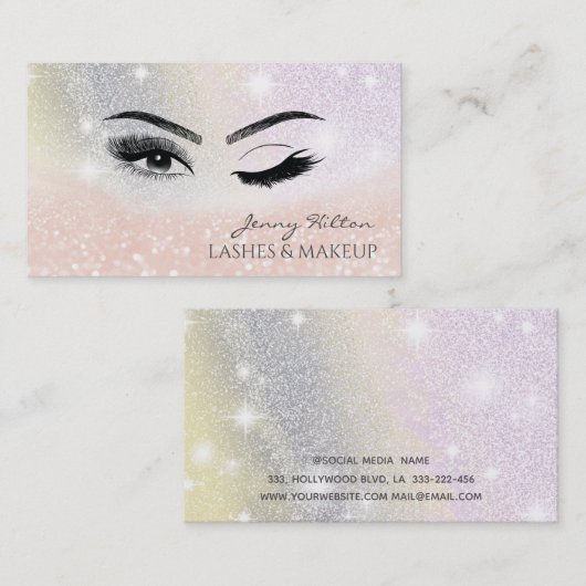 Elegante mousserende glitterogen visitekaartje (Voorkant / Achterkant)