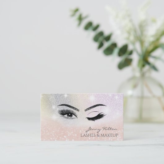 Elegante mousserende glitterogen visitekaartje (Staand voorkant)