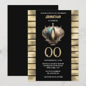 Elegante mousserende wijn zwart goud viering kaart (Voorkant / Achterkant)