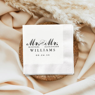Elegante Mr en Mr Black Custom Wedding Monogram Servetten