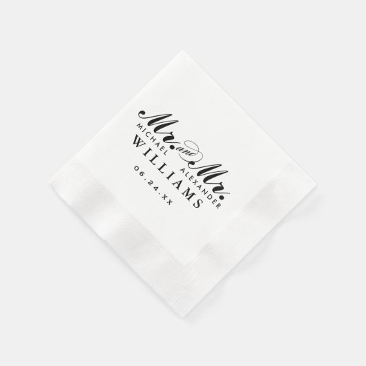 Elegante Mr en Mr Black Custom Wedding Monogram Servetten (Hoek)