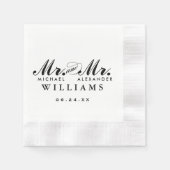Elegante Mr en Mr Black Custom Wedding Monogram Servetten (Voorkant)