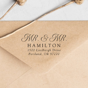 Elegante Mr en Mr Bruiloft Retouradres Zelfinktende Stempel