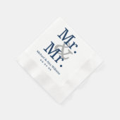Elegante Mr en Mr Navy Grey Bruiloft Monogram Servet (Hoek)